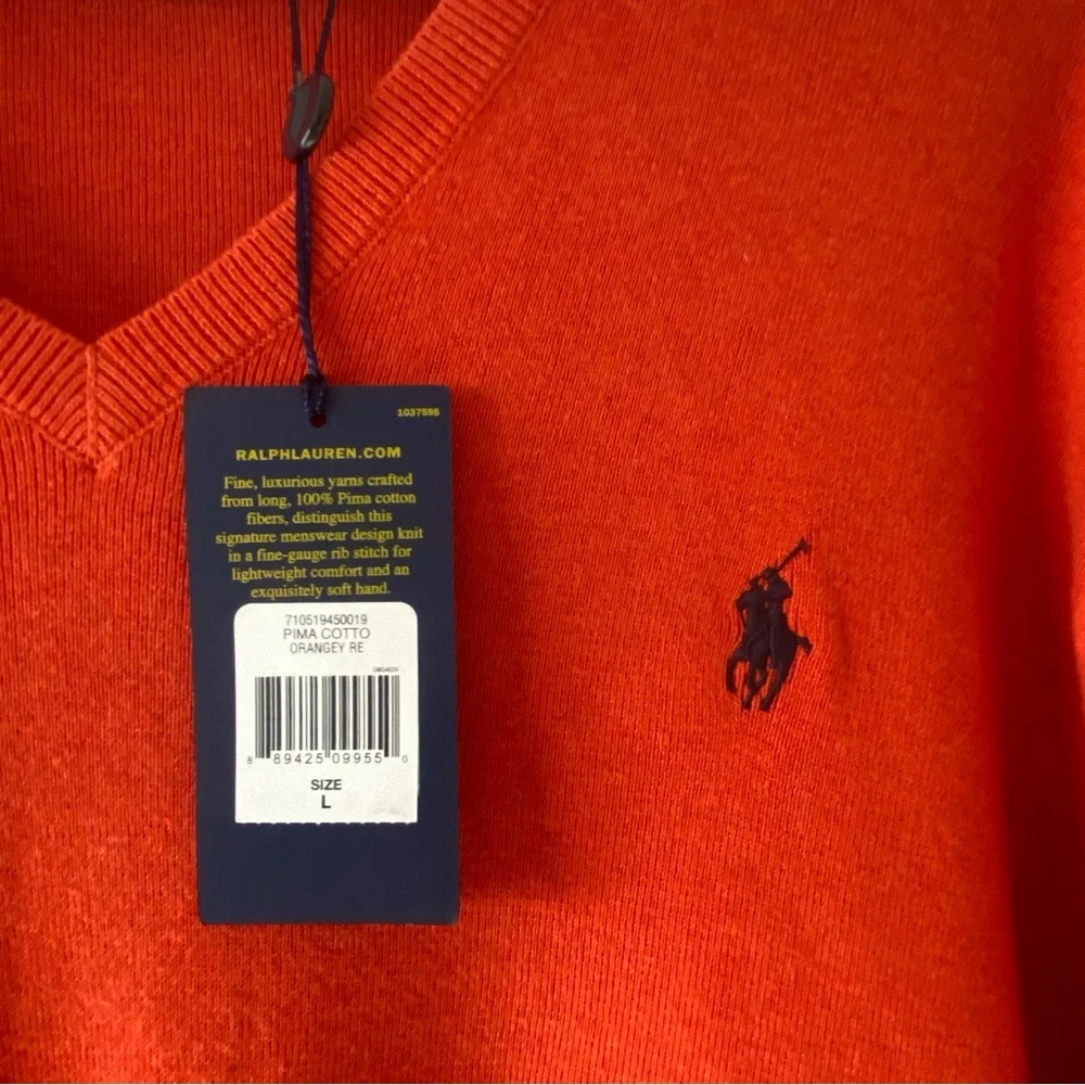 NWT Polo Ralph Lauren Cotton V-Neck Sweater